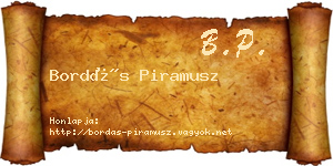 Bordás Piramusz névjegykártya